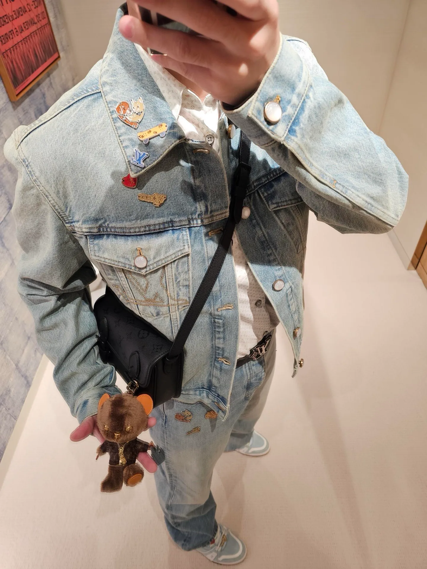 Louis Vuitton/Louis Vuitton hardware leather skateboard denim jacket